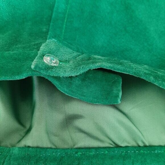 Vintage 100% Genuine Suede Leather Midi Pencil Skirt Green Sz M Flawed - Picture 16 of 16